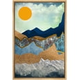 thumbnail image 1 of IDEA4WALL Framed Canvas Print Wall Art Orange Sun Over Blue Graphite Mountains Abstract Wilderness Illustrations Modern Art Rustic Multicolor Cool for Living Room, Bedroom, Office - 16"x24" Natural, 1 of 15