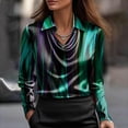 thumbnail image 2 of Aoiroe Button Down Shirts & Blouses for Women,Long Sleeve Collared Shirt Women Lightweight Collared Blouse Tops Womens Fall Tops Women's Tops, Tees & Blouses Women Fall Clothes Blackish Green 3XL, 2 of 4