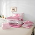 thumbnail image 5 of Manfei Bow Initial 7 Pieces Bedding Comforter Set,Bling Glitter Full Bedding Set Lightweight,Dreamy Princess Fitted Sheet Flat Sheet,Microfiber Girls Bedroom Decor,Reversible, 5 of 7