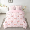 thumbnail image 2 of Manfei Girly Pink Bowknot Twin Bedding Sets 7-Piece for Kids, Rustic Groovy Floral Bedding Comforter Set, Princess Cartoon Theme Reversible Sheet Sets, Super Cozy Room Decor, 2 of 7