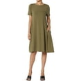 thumbnail image 1 of Robe T-Shirt Ample à Manches Courtes Col Bateau Longueur Genou avec Poche pour Femmes, 1 of 6