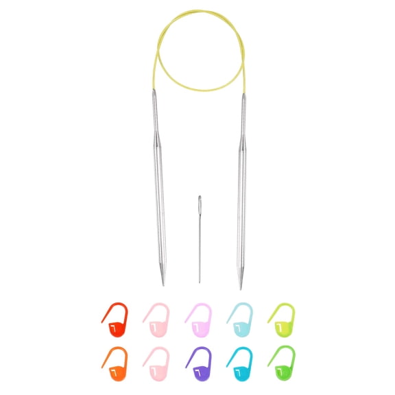 Uxcell 10 Gauge Knitting Circular Needle 26 Inch Metal Round Stainless Steel Needle with Large Eye Sewing & Stitch Markers