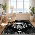 thumbnail image 3 of Design&I 6'x9' Washable Area Rug Oversized Skid-Resistant Halloween Skull Gothic Skeleton Bone Cobweb Large Border Horror for Living Room, Family Indoor, 3 of 7