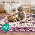 thumbnail image 4 of ODIKA 8'x10' Washable Area Rug Durable, Non-Slip Plum Purple Boho Scroll Border Fuzzy Abstract Swirl Ombre for Living Room, Under Sectional, Family, 4 of 7