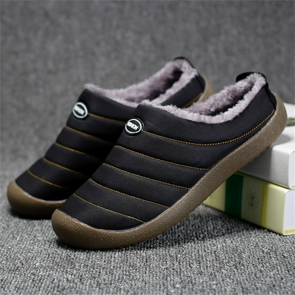 Up to 65 off!Lolmot Slippers for Men Womens Indoor Stripe Arch Support Home Shoes Winter Warm Plush House Slippers Anti-skip Slip on Outdoor Garden Loafers