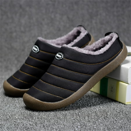 

Winter Men s Plus Velvet Cotton Mop Warm Indoor Cotton Shoes Home Wear And Mop Dual-use Cotton Shoes