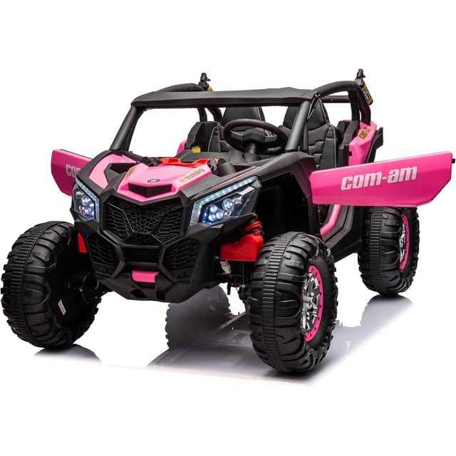 2 Seater Ride on Truck with Remote Control, Kids Ride on UTV Car, 4WD Off-Road with Spring Suspension, Headlights