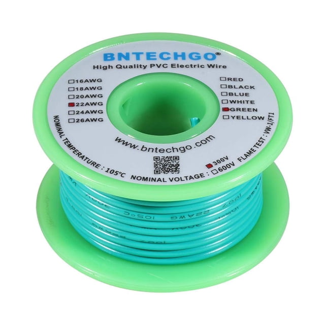 Cable eléctrico BNTECHGO 22 AWG PVC verde 7,5 m
