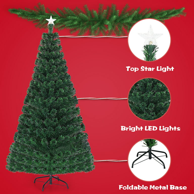 Green Artificial Frosted Christmas Tree with Lights – Starlight Tree Toppers