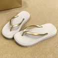 thumbnail image 5 of Fengactive Womens Minimalist Platform Flip Flops Solid Tone Thick Sole Thong Sandals Summer Slippers, 5 of 6