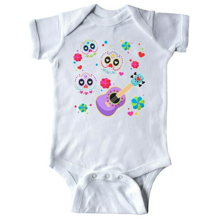 

Inktastic Day of the Dead Owl Sugar Skulls and Guitar Gift Baby Boy or Baby Girl Bodysuit