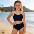 thumbnail image 6 of ZXLBBD Girls Bathing Suit 2 Piece Spaghetti Straps Back Hollow Floral Design Cute Tankini Top and Bikini Bottom for Toddler Youth Casual Beach Outdoor,Black,11 Y-12 Y, 6 of 6