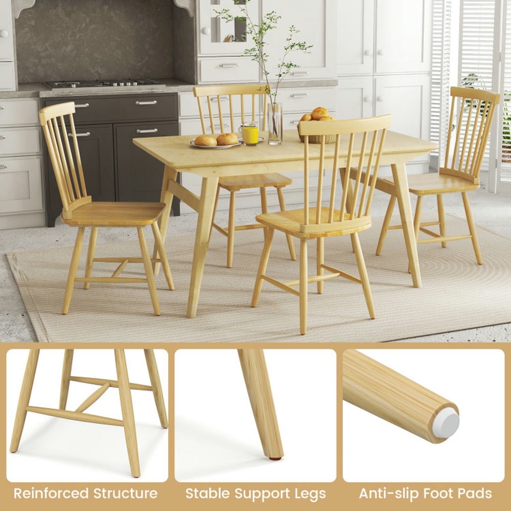 Demi Bonn Set of 2 Windsor Dining Chairs with High Spindle Back, Modern Living Dining Room Accent Wood Kitchen Chairs, Beige