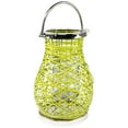thumbnail image 5 of Northlight Woven Iron Pillar Candle Lantern with Glass Hurricane - 13.5" - Green, 5 of 8