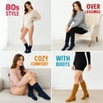 thumbnail image 2 of Women's Extra Long Slouch Socks Knee High Cotton Blend Pack of 2 Shoe Size 5-10 Retro 80s Style(Navy), 2 of 11