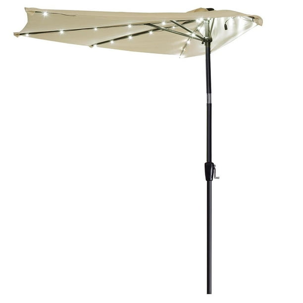 Yescom 10ft Led Solar Power Patio Half Umbrella Outdoor Yard Market Commercial Wall Window Parasol Walmart Com Walmart Com