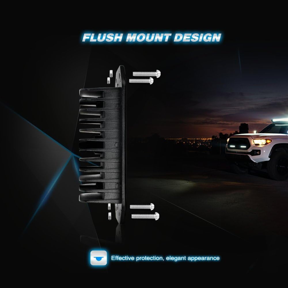 Nilight 2PCS 18w Flush Mount Lights Spot Work Driving Bar Off Road Led Jeep Truck Tacoma Bumper ATV UTV,2 Years Warranty