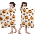 thumbnail image 4 of Halloween Simple Pumpkin Pattern Hooded Bath Towel，50"x30" for Ages 3 To 12 Kids, Quick Dry Lightweight Soft Microfiber Hood Beach Towel Cover Up for Kids, 4 of 7