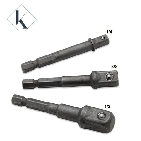Hex Adapter Set - 3-Piece Power Extension Bit Set - For Drills, Socket Adapter Set – Hex Shank Fits All Drills- 3 Sizes, 1/4