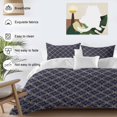 thumbnail image 4 of Navy Blue Geometric Bedding 3 Piece Duvet Cover Set Full Size, Brown Modern Abstract Art Aesthetics Soft Microfiber Comforter Cover with Zipper Closure & Pillowcases, FadeResistant Quilt Cover, 4 of 9