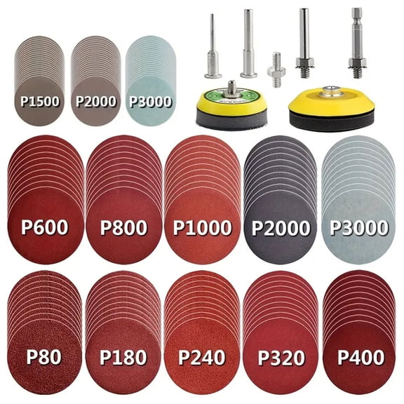 160pcs 2/3inch Sanding Discs Pad Variety Kit for Drill Grinder Rotary Tools Attachment with 1/8"&1/4" Shank Backer Plate, Sanding Pads includes 80-3000 Grit