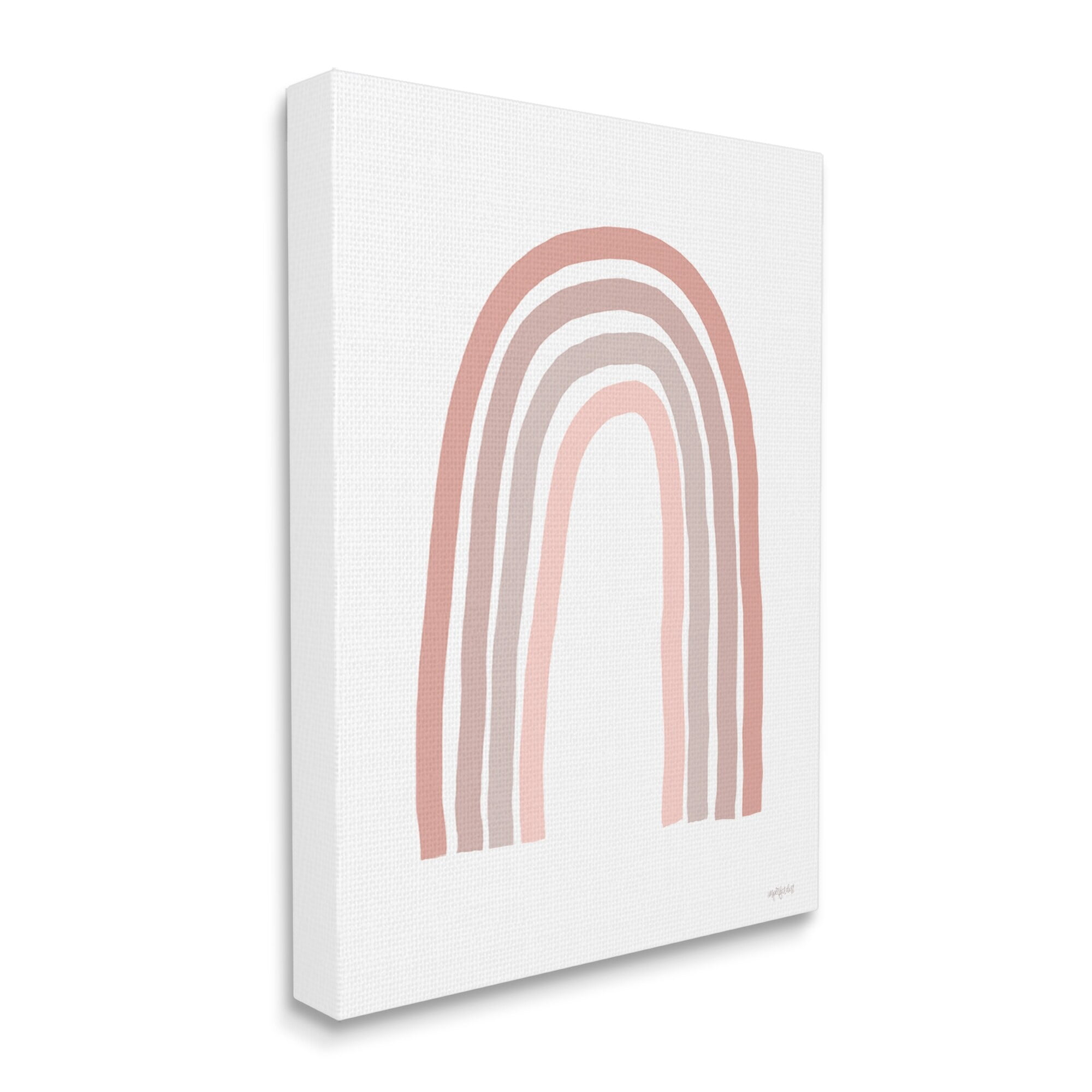 Minimalistic Rainbow Drawing Quiet Pink Pastel Stripes Abstract Graphic Art Gallery-Wrapped Canvas Print Wall Art