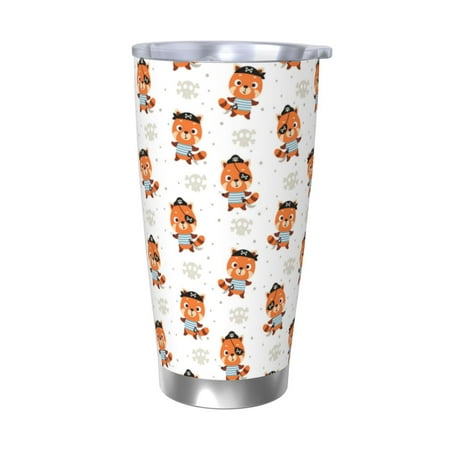 

Goofa Cute Little Pirate Red Panda for 20 oz Skinny Tumbler Stainless Steel Coffee Mug Slim Vacuum Insulated Travel Cup Car Cup-Without Straw