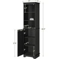 thumbnail image 3 of 60.5" Freestanding Bathroom Storage Cabinet, Tall Slim Floor Cabinet with 3 Shelves & Door, Space Saving Organizer, Home Storage Furniture, Black, 3 of 9