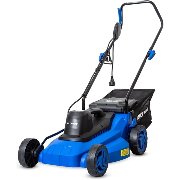 15 in Corded Electric Lawn Mower with 11A Motor 3300 RPM, 15" Cutting Deck, 5-Position Height 1"–3", 9.2 gal Grass Catcher, Foldable Handle, Lightweight Push Mower, Blue
