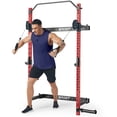thumbnail image 2 of Heavy Duty Folding Wall Mounted Squat Rack - 1000lbs Capacity Power Rack with Pull Up Bar, j-Hooks & Landmine for Home Gym Space Saving, 2 of 9