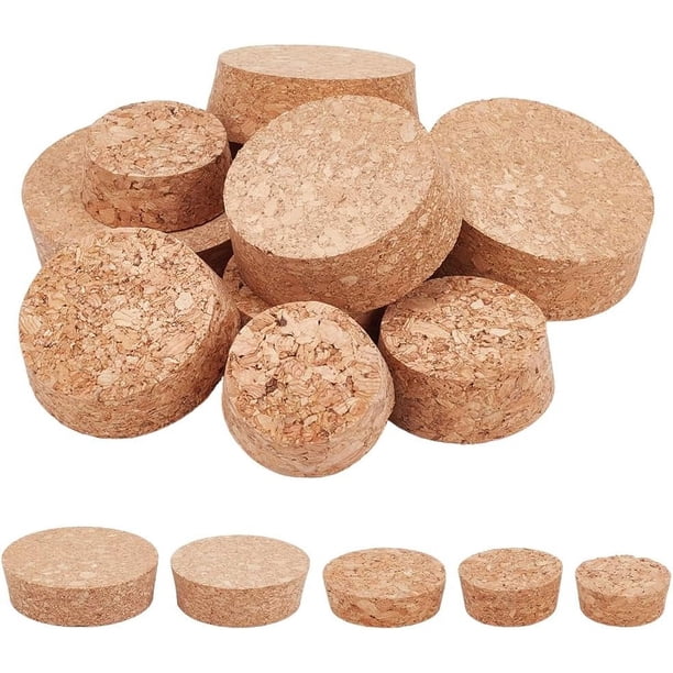 10 tapones de corcho para botellas, de madera, cónicos, de 5 tamaños, para vino, cerveza, botellas de vidrio y adornos.