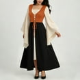 thumbnail image 6 of Womens Renaissance Costume Dress Medieval Pirate Peasant Corset Dresses Bell Sleeve A-Line Maxi Dresses, 6 of 8