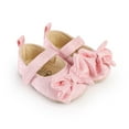 thumbnail image 4 of Xfvqtps Baby Girls Walking Shoes Bowknot Embroidery Solid Color Princess Non Slip Canvas Infant Prewalker Summer New Baby Casual Breathable Cute Rubber Soles Soft Toddler Shoes Pink, 4 of 9