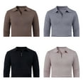 thumbnail image 5 of HAiming Mens Sweater Oversize Quarter Zip Lapel Collar Solid Long Sleeve Solid Color Tops Fall Winter Clothes, 5 of 5