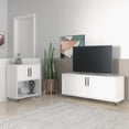 thumbnail image 4 of Modern Minimalist Easy to Assemble Storage Cabinet with 2 Doors and Sturdy Metal Legs, Accent Side 26 inch L Free Standing Cabinet for Living Room, Kitchen or Bedroom (White), 4 of 6