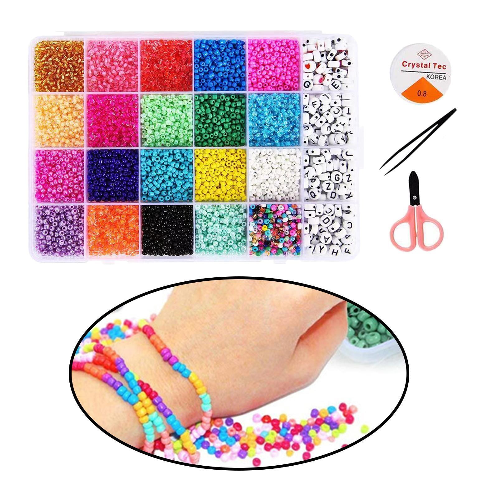Milageto Round Glass Seed Beads Spacer Letter Bead Scissors Elastic Strings DIY Bracelets Necklace Jewelry Making Handmade Earring Finding Supplies