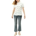 thumbnail image 2 of MODA NOVA Juniors Cotton Frilled Top Turndown Collar Solid Blouse, 2 of 6