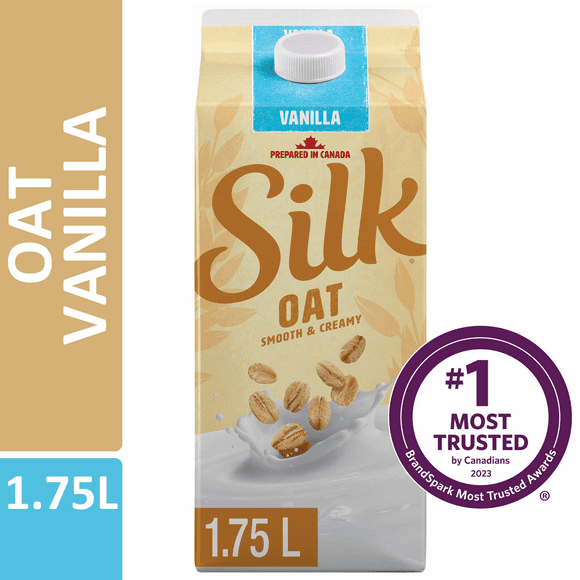 Silk Oat Beverage, Plant Based, Dairy Free, Vanilla Flavour, 1.75L, 1.75L Oat Milk