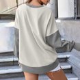thumbnail image 5 of YUGYXL Womens Color Block Sweatshirts with Thumb Hole Fall Long Sleeve Crew Neck Oversized Pullover Tops Loose Fit Gray XL, 5 of 8