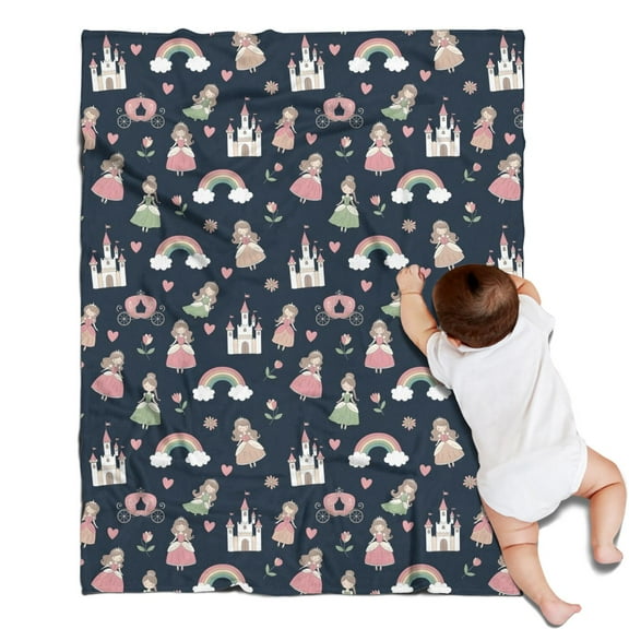 Princess Castle Rainbow Pattern Blanket,Comfortable Soft Flannel Throw Blanket,All Season,Warm Lightweight Blankets for Sofa Bed Couch Living Room Chair,30"x40"