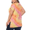 thumbnail image 3 of Fancyglim Women Plus Size Top Gradient Tie Dye V Neck Shirts Blouse Orange 5XL, 3 of 4