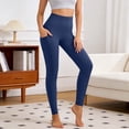 thumbnail image 5 of TGPMGRZ Tummy Control Leggings with Pockets for Women High Waisted Tight Yoga Pants Comfort Gym Workout Leggings Dark Blue Size XL, 5 of 5
