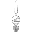 thumbnail image 1 of White Canvas Shoes Hand Painted Pattern Silver Wing Car Pendant Decoration, 1 of 4