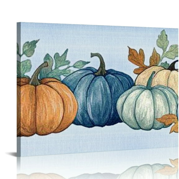 BCIIG Pumpkins Leaves Autumn Canvas Prints Wall Art for Living Room Bedroom Home Office Decor 20x16in