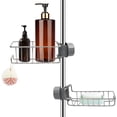 thumbnail image 1 of Juego de 2 estantes de ducha sin taladrar de acero inoxidable, estante de baño telescópico de acero inoxidable, 1 of 5