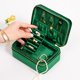 thumbnail image 5 of Joyero de terciopelo de felpa, organizador de joyas de viaje compacto, joyero pequeño para mujer, caja de almacenamiento de joyería portátil con cremallera y espejo para viajes y uso diario, Esmerald, 5 of 5