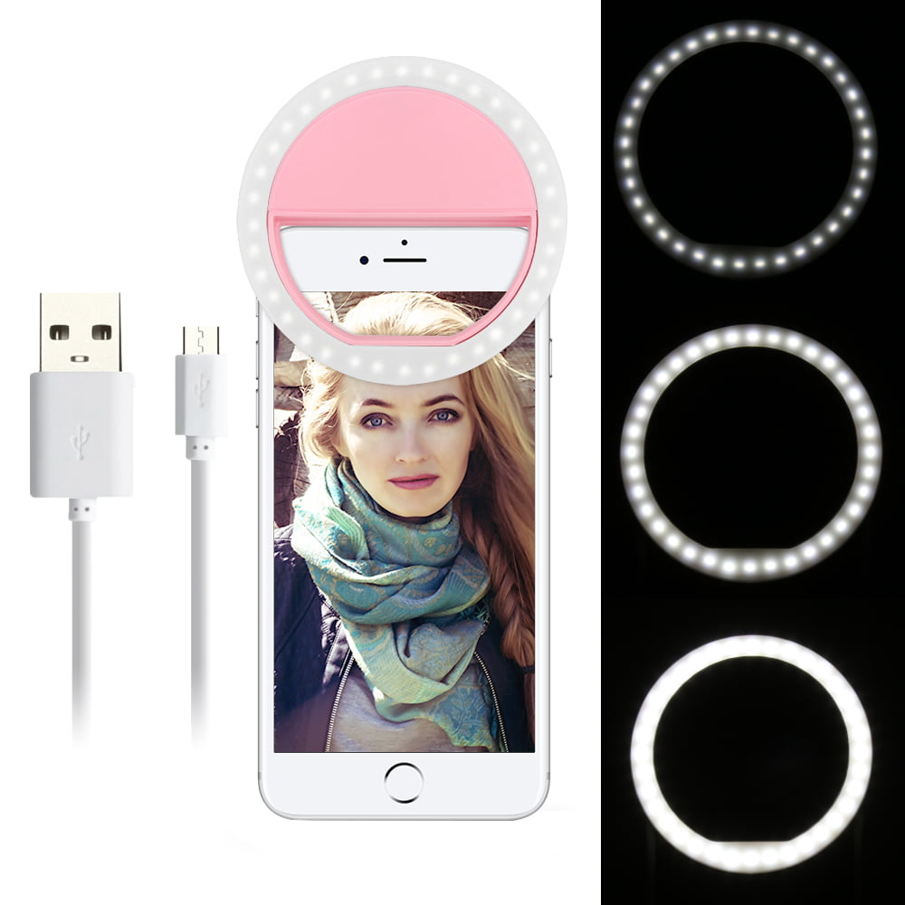 For HTC Desire Eye White Selfie 36 LED Ring Flash Fill Light Clip Camera 