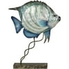 Capiz & Metal Art Small Striped Bannerfish on Stand White/Blue 10x8x2.5"
