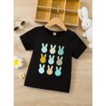 thumbnail image 1 of Camiseta de cuello redondo con bonitos conejos, informal, suave y cómoda, ropa de verano para niños y niñas., 1 of 7