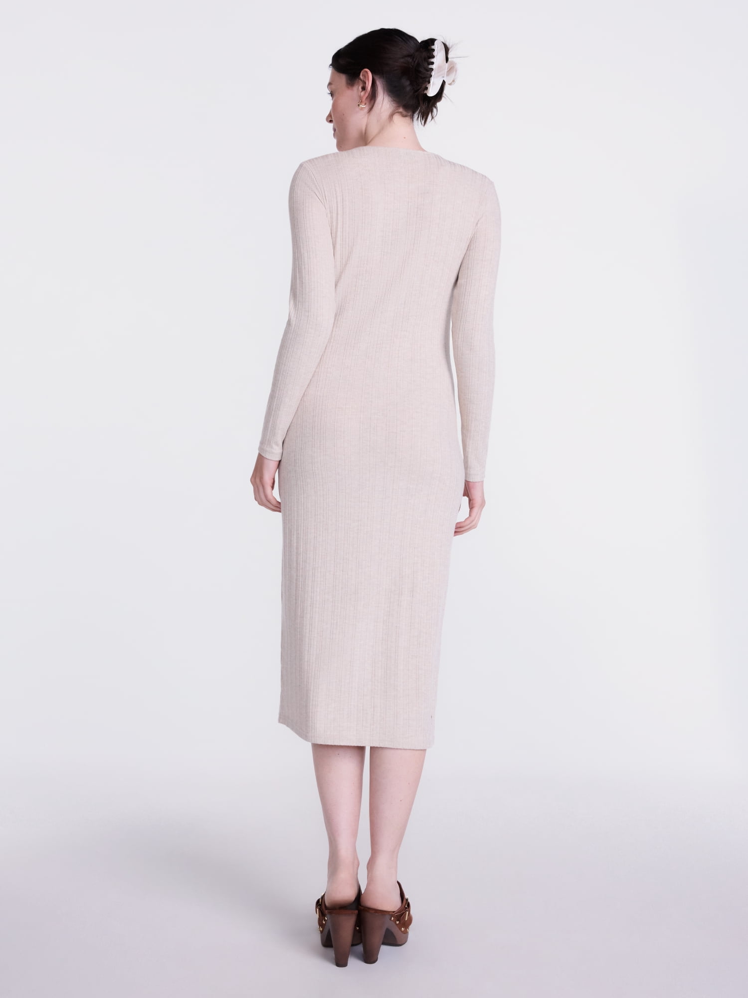 Scenario Women's Cardigan Midi Dress with Long Sleeves, Sizes XS-XXXL